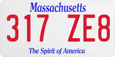 MA license plate 317ZE8
