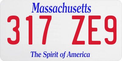 MA license plate 317ZE9