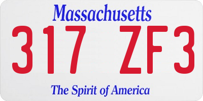 MA license plate 317ZF3