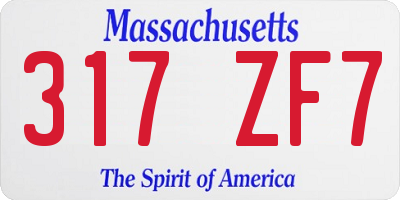 MA license plate 317ZF7