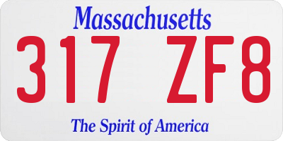 MA license plate 317ZF8