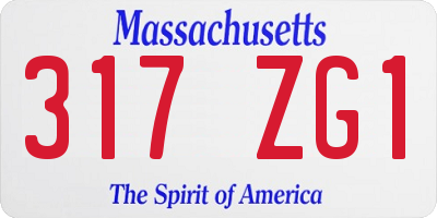MA license plate 317ZG1