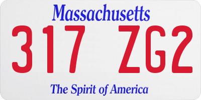 MA license plate 317ZG2