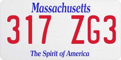 MA license plate 317ZG3