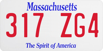 MA license plate 317ZG4