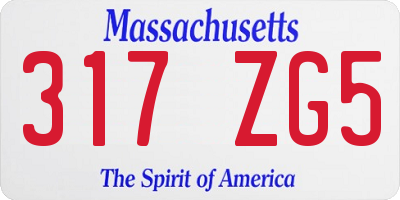 MA license plate 317ZG5