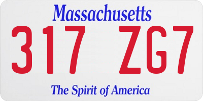MA license plate 317ZG7