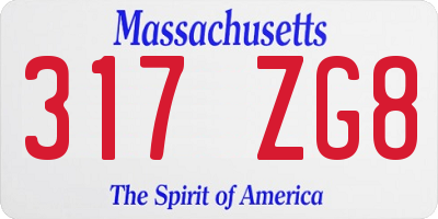 MA license plate 317ZG8