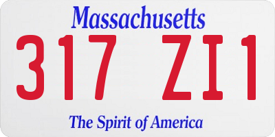 MA license plate 317ZI1