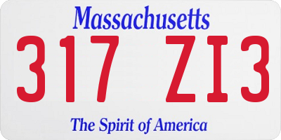 MA license plate 317ZI3
