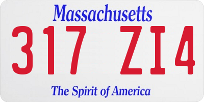 MA license plate 317ZI4