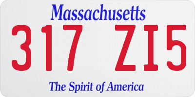 MA license plate 317ZI5