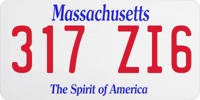 MA license plate 317ZI6