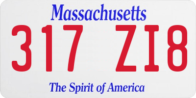 MA license plate 317ZI8