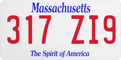 MA license plate 317ZI9