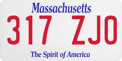 MA license plate 317ZJ0