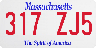 MA license plate 317ZJ5