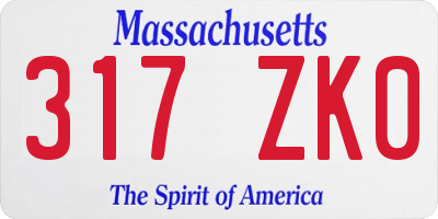 MA license plate 317ZK0
