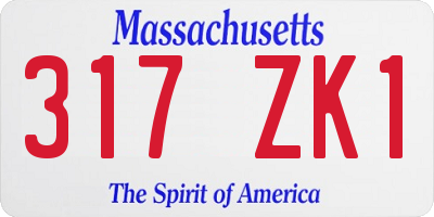 MA license plate 317ZK1