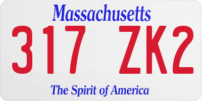 MA license plate 317ZK2