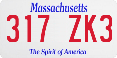 MA license plate 317ZK3