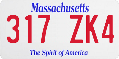 MA license plate 317ZK4