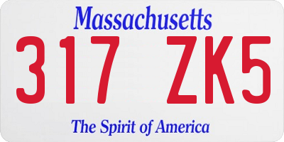MA license plate 317ZK5