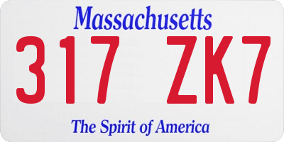 MA license plate 317ZK7