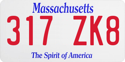 MA license plate 317ZK8
