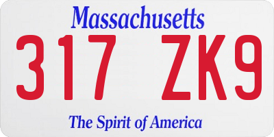 MA license plate 317ZK9