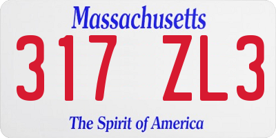MA license plate 317ZL3