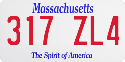 MA license plate 317ZL4