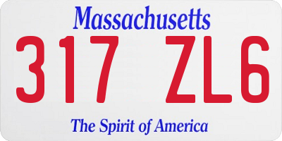 MA license plate 317ZL6