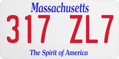 MA license plate 317ZL7