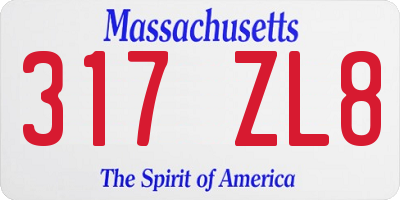 MA license plate 317ZL8