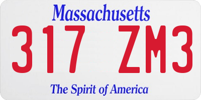 MA license plate 317ZM3