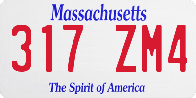 MA license plate 317ZM4