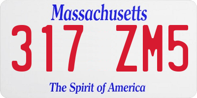 MA license plate 317ZM5