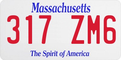 MA license plate 317ZM6