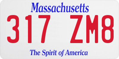 MA license plate 317ZM8