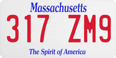 MA license plate 317ZM9
