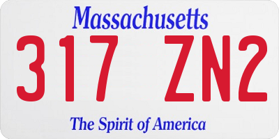 MA license plate 317ZN2