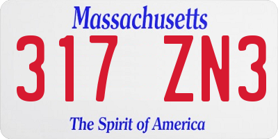 MA license plate 317ZN3