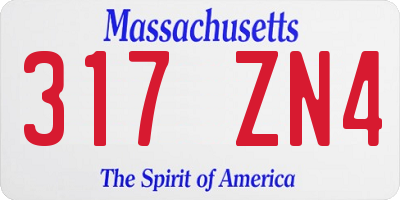 MA license plate 317ZN4