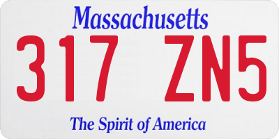 MA license plate 317ZN5