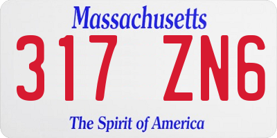 MA license plate 317ZN6