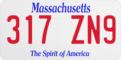 MA license plate 317ZN9