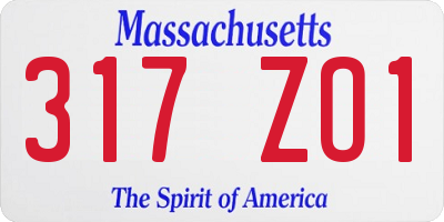 MA license plate 317ZO1