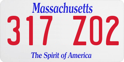 MA license plate 317ZO2