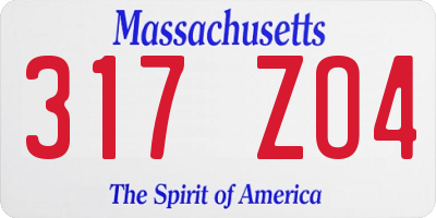 MA license plate 317ZO4